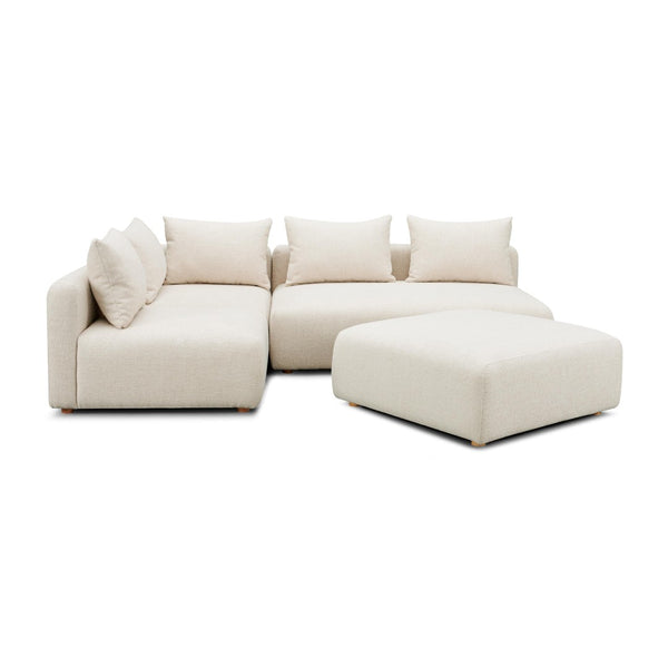 TOV Furniture Hangover Modular Chaise Sectional – Stylish 4-Piece Heavy Textured Fabric for Ultimate Comfort & Flexibility Cream TOV-L69242-SEC1