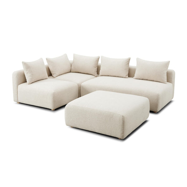 TOV Furniture Hangover Modular Chaise Sectional – Stylish 4-Piece Heavy Textured Fabric for Ultimate Comfort & Flexibility Cream TOV-L69242-SEC1