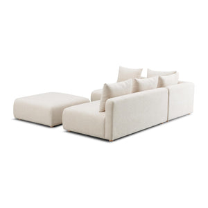 TOV Furniture Hangover Modular Chaise Sectional – Stylish 4-Piece Heavy Textured Fabric for Ultimate Comfort & Flexibility Cream TOV-L69242-SEC1