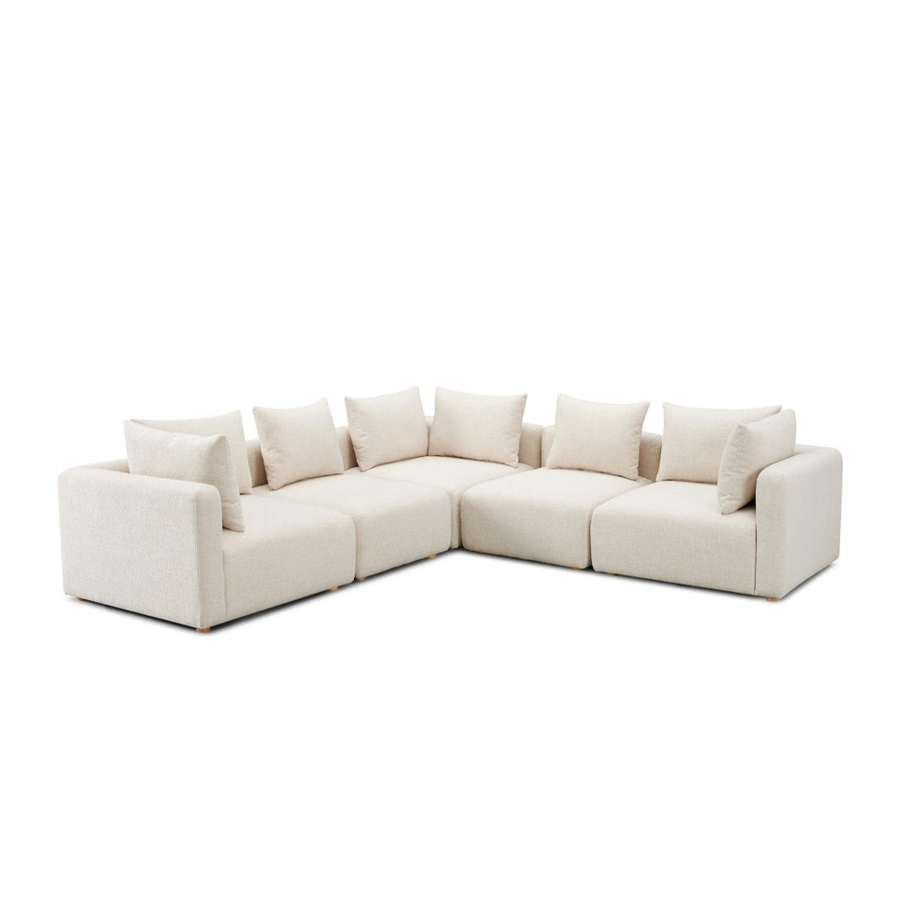 TOV Furniture Hangover 5-Piece Modular L-Sectional Sofa for Modern Comfort and Versatile Seating Arrangements Cream TOV-L69242-SEC2