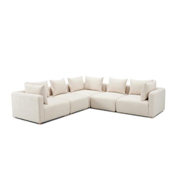 TOV Furniture Hangover 5-Piece Modular L-Sectional Sofa for Modern Comfort and Versatile Seating Arrangements Cream TOV-L69242-SEC2