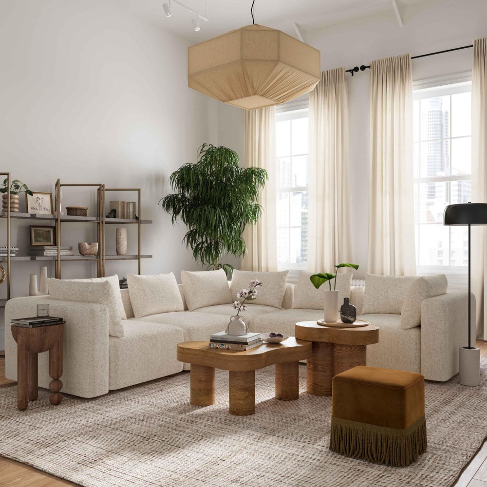 TOV Furniture Hangover 5-Piece Modular L-Sectional Sofa for Modern Comfort and Versatile Seating Arrangements Cream TOV-L69242-SEC2