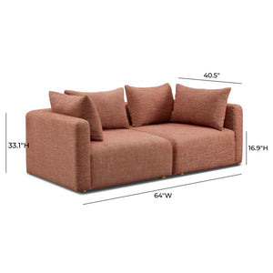 TOV Furniture Hangover 81" Modular Loveseat - Stylish Comfort with Heavy Textured Fabric for Modern Living Spaces Red TOV-L69244-LO