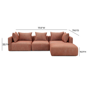 TOV Furniture Hangover 4-Piece Modular Sectional: Stylish Heavy Textured Fabric for Customizable Comfort & Modern Living Red TOV-L69244-SEC