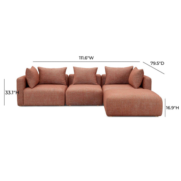 TOV Furniture Hangover 4-Piece Modular Sectional: Stylish Heavy Textured Fabric for Customizable Comfort & Modern Living Red TOV-L69244-SEC