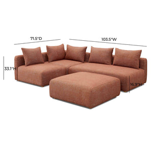 TOV Furniture Hangover Modular Chaise Sectional – Stylish 4-Piece Heavy Textured Fabric for Ultimate Comfort & Flexibility Red TOV-L69244-SEC1