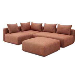 TOV Furniture Hangover Modular Chaise Sectional – Stylish 4-Piece Heavy Textured Fabric for Ultimate Comfort & Flexibility Red TOV-L69244-SEC1