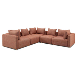 TOV Furniture Hangover 5-Piece Modular L-Sectional Sofa for Modern Comfort and Versatile Seating Arrangements Red TOV-L69244-SEC2