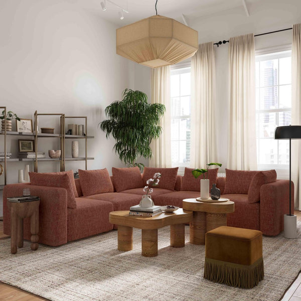 TOV Furniture Hangover 5-Piece Modular L-Sectional Sofa for Modern Comfort and Versatile Seating Arrangements Red TOV-L69244-SEC2