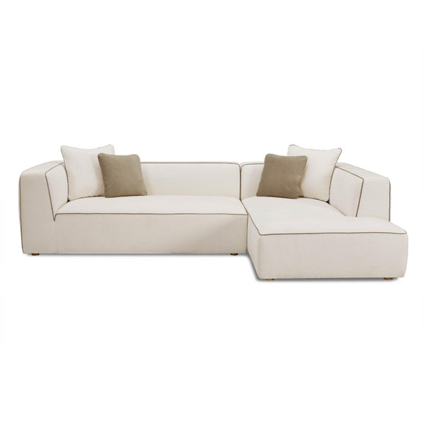 TOV Furniture Tristine Cream Linen L-Shaped Sectional Sofa - Elegant Comfort with Plush Cushions & Tailored Design RAF TOV-L69252-SEC