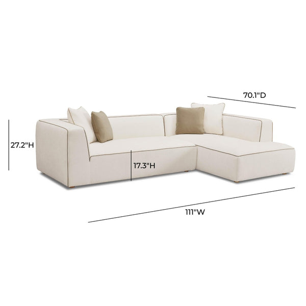 TOV Furniture Tristine Cream Linen L-Shaped Sectional Sofa - Elegant Comfort with Plush Cushions & Tailored Design RAF TOV-L69252-SEC