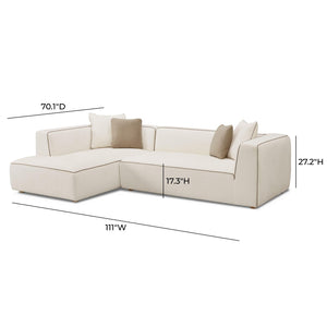 TOV Furniture Tristine Cream Linen L-Shaped Sectional Sofa - Elegant Comfort with Plush Cushions & Tailored Design LAF TOV-L69253-SEC