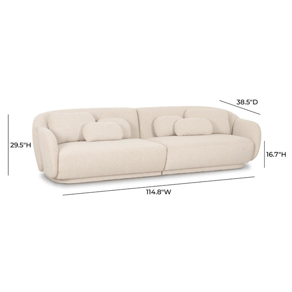 TOV Furniture Misty 115" Cream Boucle Modular Sofa - Luxurious Mid-Century Style, Configurable Comfort & Durability TOV-L69280