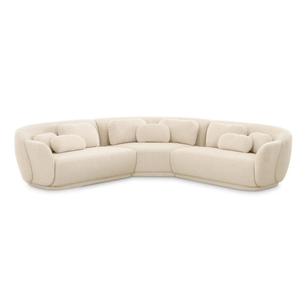 TOV Furniture Misty 3-Piece Cream Boucle Modular L-Sectional – Chic, Cozy Seating with Pillows for Stylish Living Spaces TOV-L69281