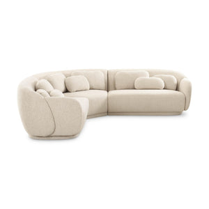 TOV Furniture Misty 3-Piece Cream Boucle Modular L-Sectional – Chic, Cozy Seating with Pillows for Stylish Living Spaces TOV-L69281