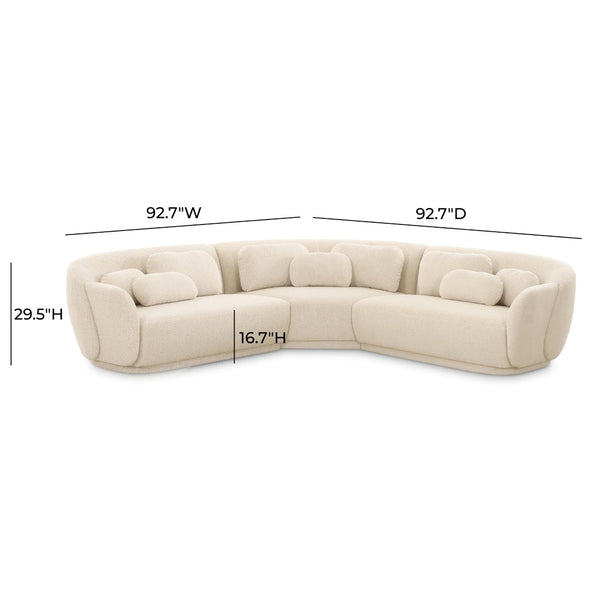 TOV Furniture Misty 3-Piece Cream Boucle Modular L-Sectional – Chic, Cozy Seating with Pillows for Stylish Living Spaces TOV-L69281
