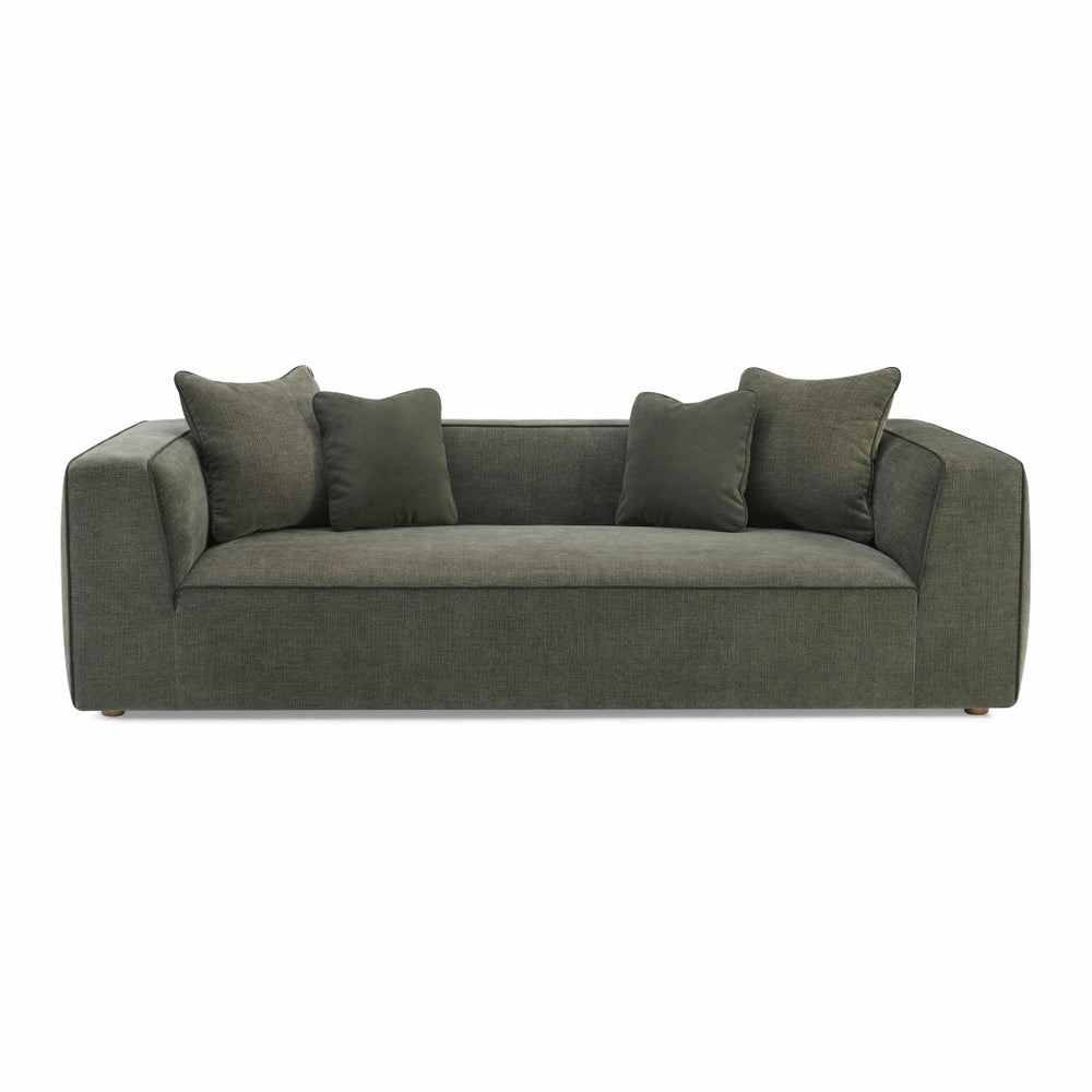 TOV Furniture Tristine 96" Olive Green Upcycled Basketweave Sofa - Eco-Friendly Comfort with Luxe Details & Style TOV-L69287