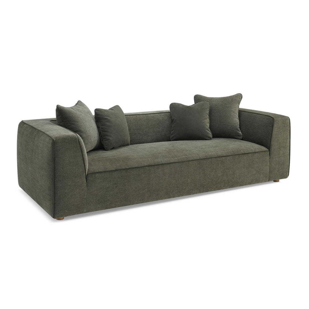 TOV Furniture Tristine 96" Olive Green Upcycled Basketweave Sofa - Eco-Friendly Comfort with Luxe Details & Style TOV-L69287