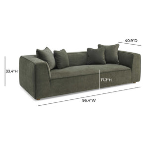 TOV Furniture Tristine 96" Olive Green Upcycled Basketweave Sofa - Eco-Friendly Comfort with Luxe Details & Style TOV-L69287