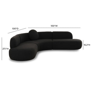 TOV Furniture Broohah Contemporary 3-Piece L-Shaped Sectional Sofa with Curved Design for Modern Interiors Black TOV-L69290-SEC