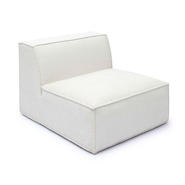 TOV Furniture Mindy Chenille Basketweave Modular Armless Chair - Cozy Comfort Meets Versatile Contemporary Style Cream TOV-L69316-AC