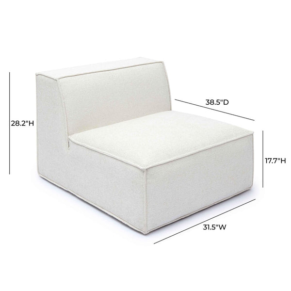 TOV Furniture Mindy Chenille Basketweave Modular Armless Chair - Cozy Comfort Meets Versatile Contemporary Style Cream TOV-L69316-AC
