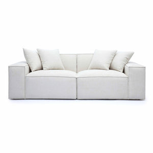 TOV Furniture Mindy 84" Modular Loveseat - Plush Chenille Basketweave with Deep Seating for Ultimate Comfort Cream TOV-L69316-LO