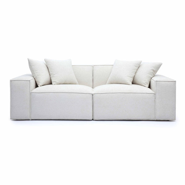 TOV Furniture Mindy 84" Modular Loveseat - Plush Chenille Basketweave with Deep Seating for Ultimate Comfort Cream TOV-L69316-LO