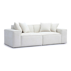 TOV Furniture Mindy 84" Modular Loveseat - Plush Chenille Basketweave with Deep Seating for Ultimate Comfort Cream TOV-L69316-LO