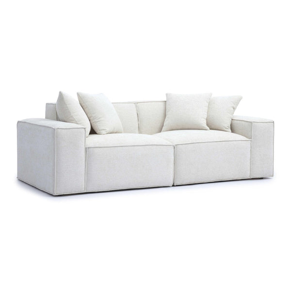 TOV Furniture Mindy 84" Modular Loveseat - Plush Chenille Basketweave with Deep Seating for Ultimate Comfort Cream TOV-L69316-LO