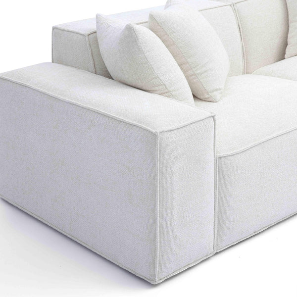 TOV Furniture Mindy 84" Modular Loveseat - Plush Chenille Basketweave with Deep Seating for Ultimate Comfort Cream TOV-L69316-LO