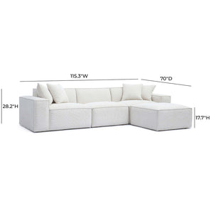 TOV Furniture Mindy 4-Piece Modular Sectional Sofa - Cozy Chenille Design with Plush Pillows for Ultimate Comfort Cream TOV-L69316-SEC