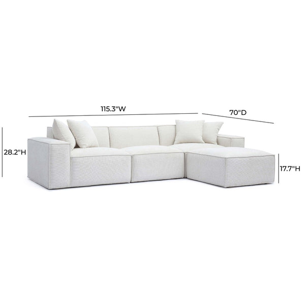 TOV Furniture Mindy 4-Piece Modular Sectional Sofa - Cozy Chenille Design with Plush Pillows for Ultimate Comfort Cream TOV-L69316-SEC