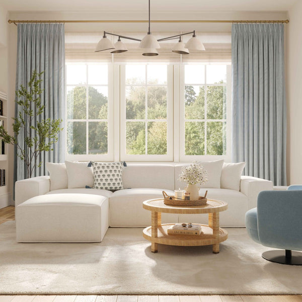 TOV Furniture Mindy 115" Chenille Basketweave Modular Sofa - Effortless Comfort with Modern Versatility for Your Home Cream TOV-L69316-SO