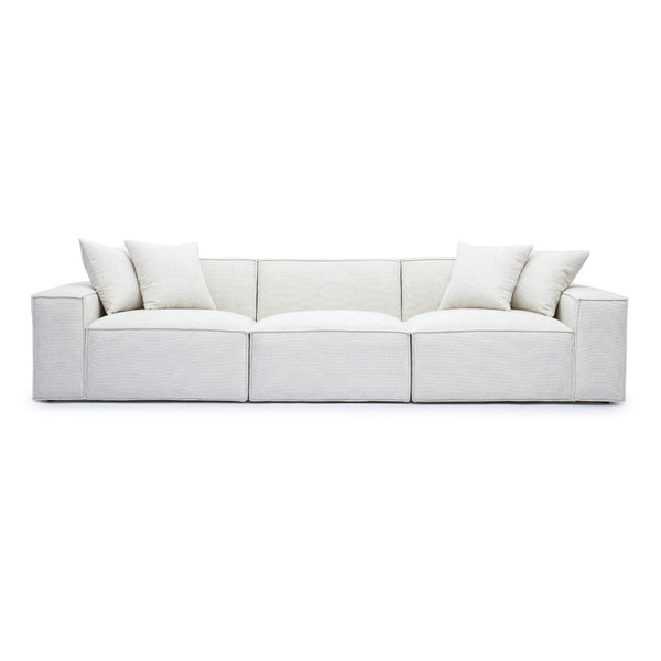 TOV Furniture Mindy 115" Chenille Basketweave Modular Sofa - Effortless Comfort with Modern Versatility for Your Home Cream TOV-L69316-SO