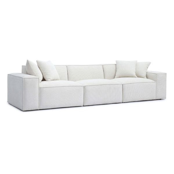 TOV Furniture Mindy 115" Chenille Basketweave Modular Sofa - Effortless Comfort with Modern Versatility for Your Home Cream TOV-L69316-SO