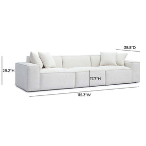 TOV Furniture Mindy 115" Chenille Basketweave Modular Sofa - Effortless Comfort with Modern Versatility for Your Home Cream TOV-L69316-SO