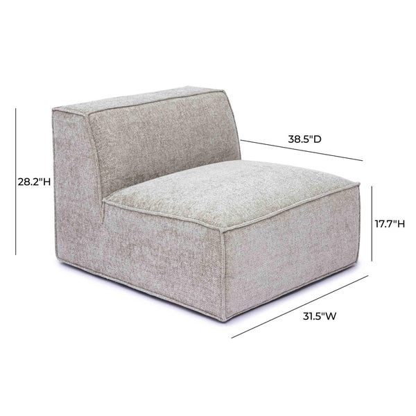 TOV Furniture Mindy Chenille Basketweave Modular Armless Chair - Cozy Comfort Meets Versatile Contemporary Style Taupe TOV-L69317-AC