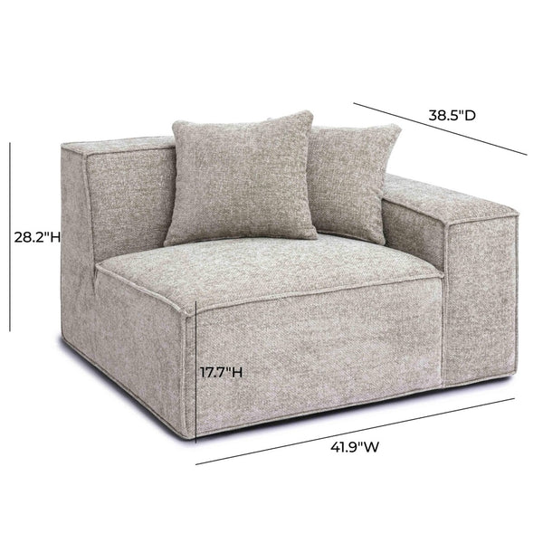 TOV Furniture Mindy Modular Corner Chair - Cozy Chenille Basketweave with Deep Seating for Stylish Living Spaces Taupe / RAF TOV-L69317-RC