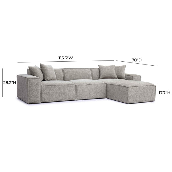 TOV Furniture Mindy 4-Piece Modular Sectional Sofa - Cozy Chenille Design with Plush Pillows for Ultimate Comfort Taupe TOV-L69317-SEC