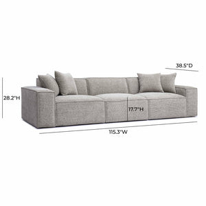 TOV Furniture Mindy 115" Chenille Basketweave Modular Sofa - Effortless Comfort with Modern Versatility for Your Home Taupe TOV-L69317-SO
