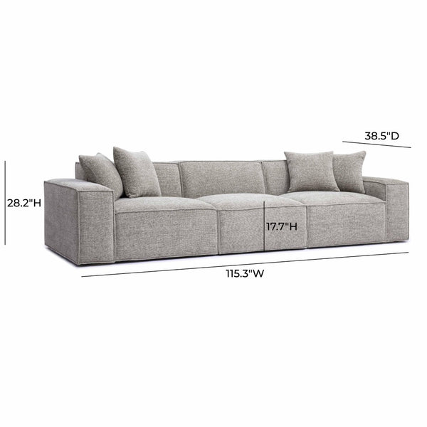 TOV Furniture Mindy 115" Chenille Basketweave Modular Sofa - Effortless Comfort with Modern Versatility for Your Home Taupe TOV-L69317-SO