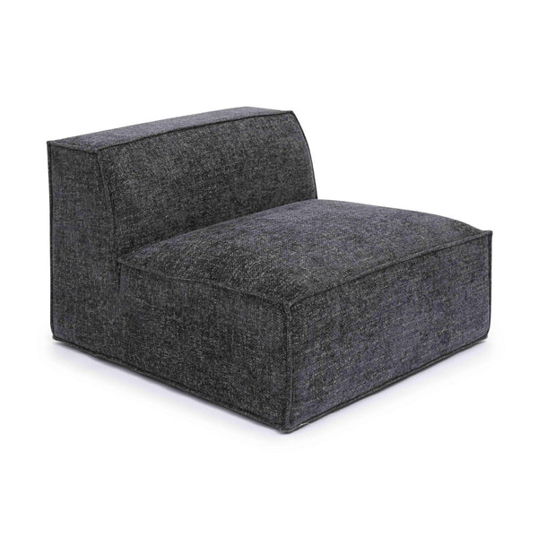 TOV Furniture Mindy Chenille Basketweave Modular Armless Chair - Cozy Comfort Meets Versatile Contemporary Style Charcoal TOV-L69319-AC