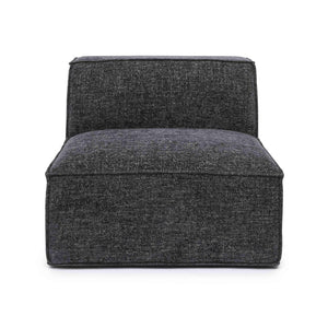 TOV Furniture Mindy Chenille Basketweave Modular Armless Chair - Cozy Comfort Meets Versatile Contemporary Style Charcoal TOV-L69319-AC