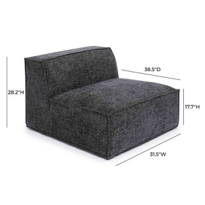 TOV Furniture Mindy Chenille Basketweave Modular Armless Chair - Cozy Comfort Meets Versatile Contemporary Style Charcoal TOV-L69319-AC
