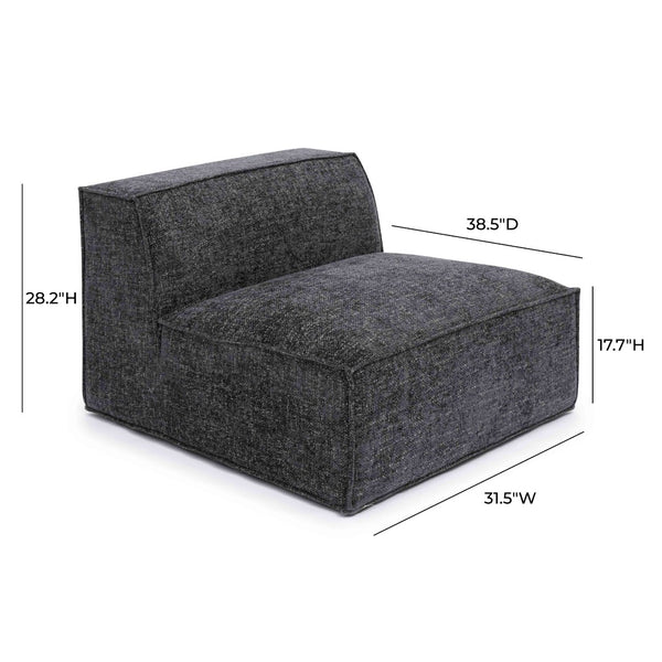 TOV Furniture Mindy Chenille Basketweave Modular Armless Chair - Cozy Comfort Meets Versatile Contemporary Style Charcoal TOV-L69319-AC