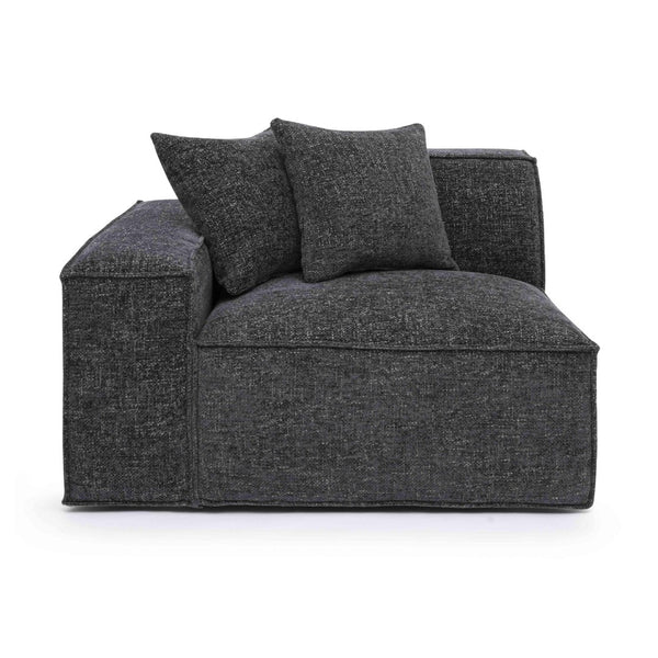 TOV Furniture Mindy Modular Corner Chair - Cozy Chenille Basketweave with Deep Seating for Stylish Living Spaces Charcoal / LAF TOV-L69319-LC