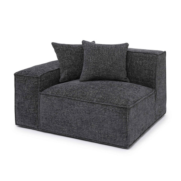 TOV Furniture Mindy Modular Corner Chair - Cozy Chenille Basketweave with Deep Seating for Stylish Living Spaces Charcoal / LAF TOV-L69319-LC