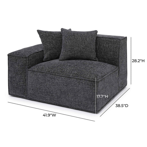 TOV Furniture Mindy Modular Corner Chair - Cozy Chenille Basketweave with Deep Seating for Stylish Living Spaces Charcoal / LAF TOV-L69319-LC