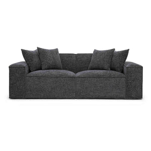 TOV Furniture Mindy 84" Modular Loveseat - Plush Chenille Basketweave with Deep Seating for Ultimate Comfort Charcoal TOV-L69319-LO